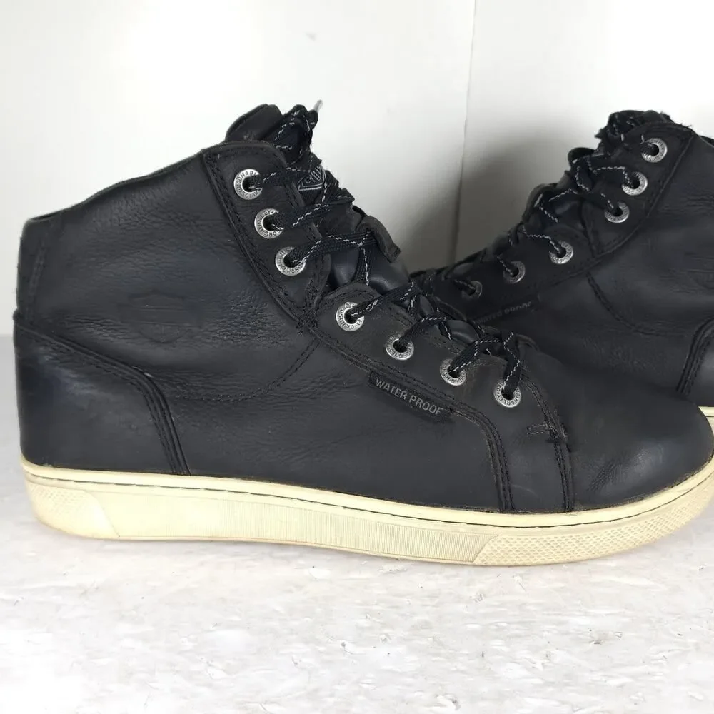 Harley Davidson Men's Midland US9M Black Leather Waterproof Laceup Ankle Boots